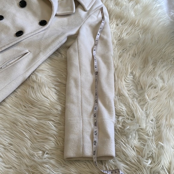 Calvin Klein white cream double single breasted pea coat trench coat soft sz 4 - Picture 15 of 16